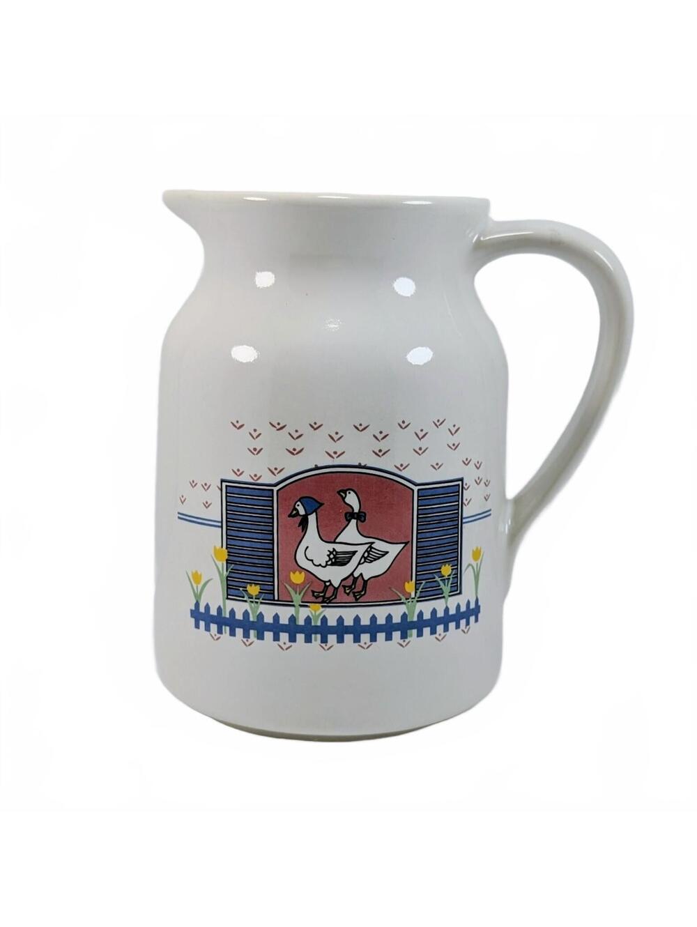 Country Geese Farmhouse Pink & Blue Pitcher
